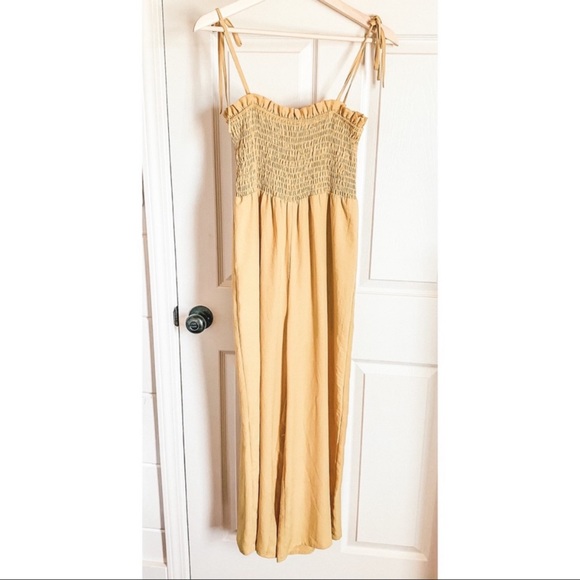 she + sky yellow smocked strapless wide leg jumpsuit - Picture 4 of 5